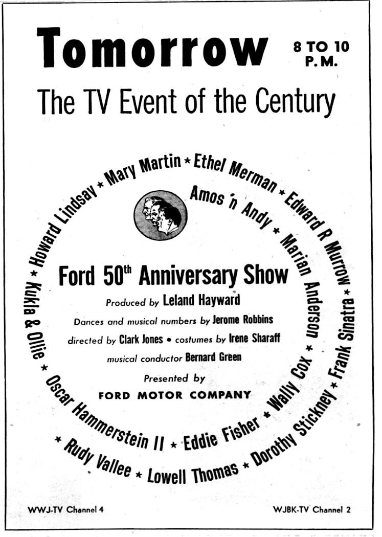 Ad for The Ford 50th Anniversary Show, 1953