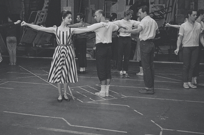 Jerome Robbins directs the rehearsal for Dance at the Gym. Photos by Martha Swope.