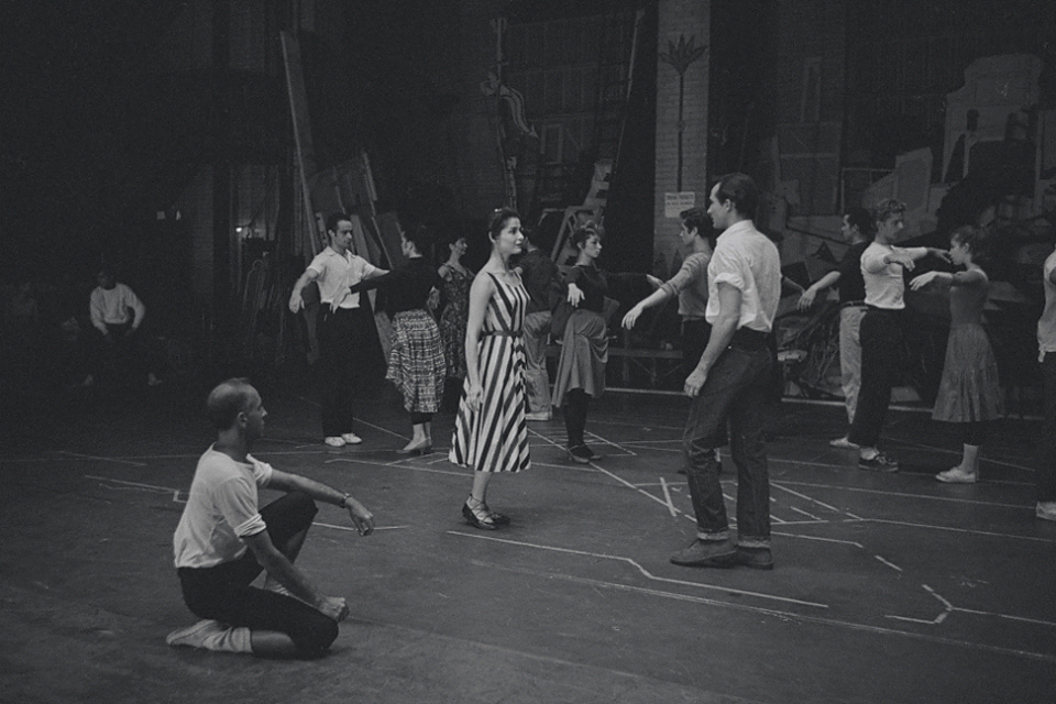 Jerome Robbins rehearses Dance at the Gym.  Photos by Martha Swope.