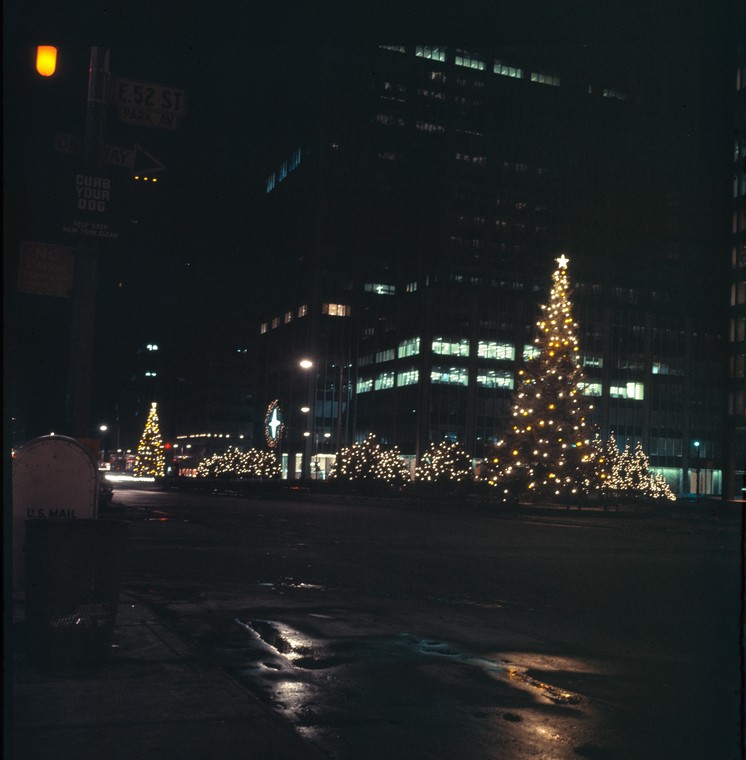 Photo of Christmas lights on Park Avenue in New York City