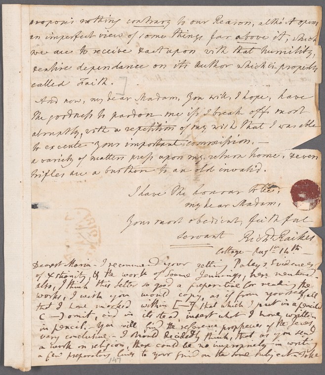 Handwritten letter from Jane Porter to Anna Maria Porter