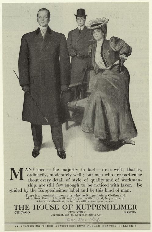 Men in Coats and a Woman in a Dress