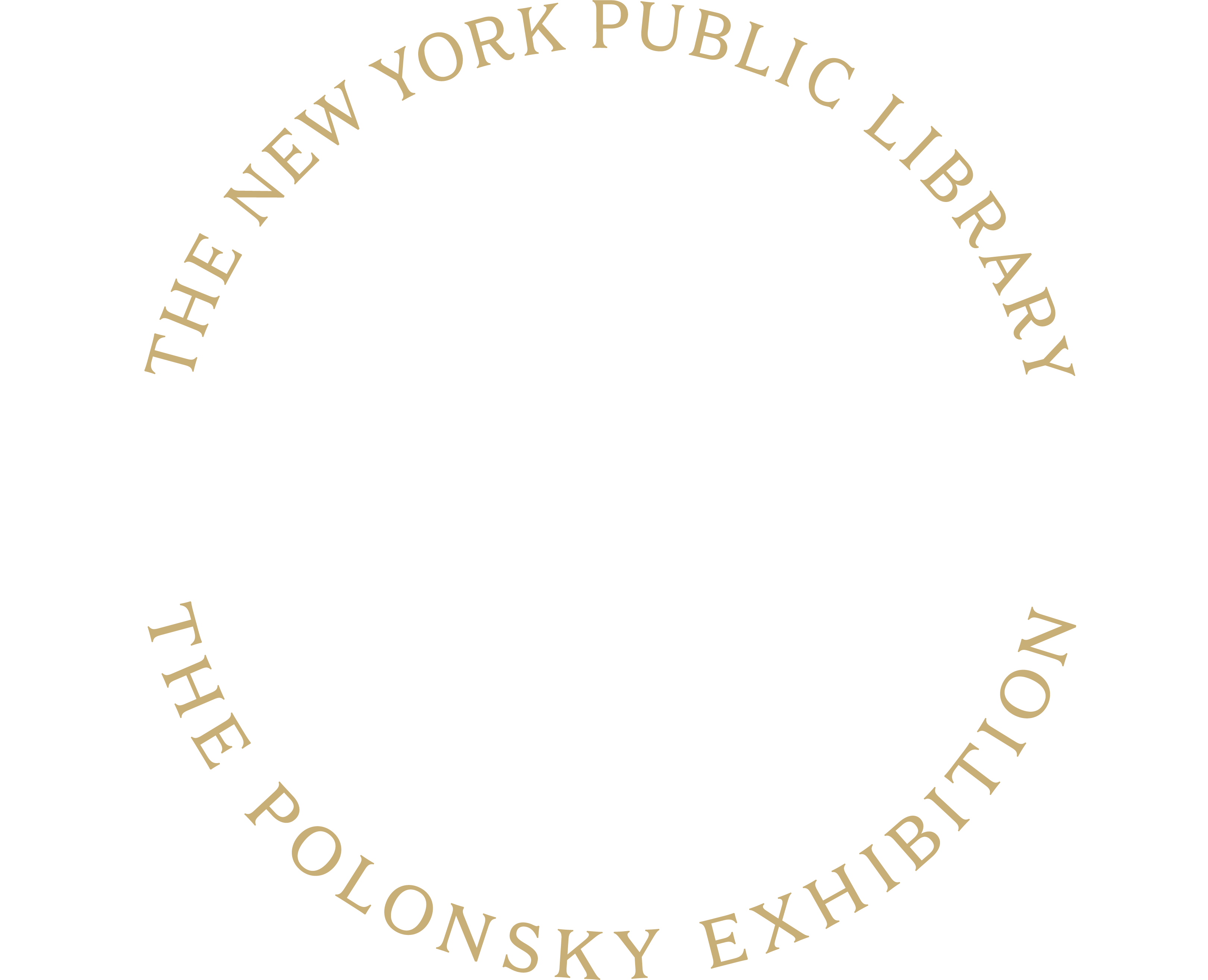 The world Treasures encircled by the words The New York Public Library and The Polonsky Exhibition