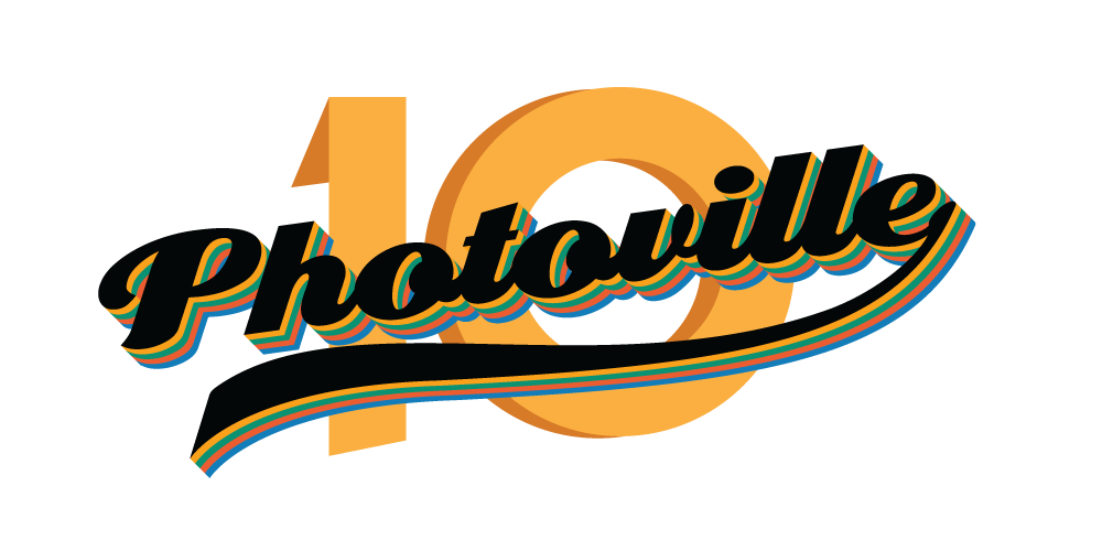 Photoville logo in black with the number 10 in orange