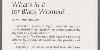 Cover of flyer titled "What's in it for Black Women" followed by long text.
