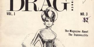 Image of magazine cover with a drawing of a drag queen.