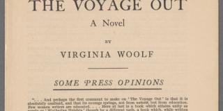 A single printed page with heading "The Voyage Out: A novel by Virginia Woolf: Some Press Opinions," followed by three paragraphs of printed text.