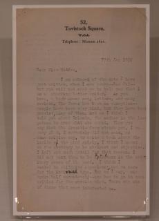 A typewritten letter dated 17th Jan 1932 addressed to Miss McAfee. The header reads 52, Tavistock Square.