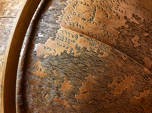 Detail of Hunt-Lenox globe, crafted of copper ca. 1508