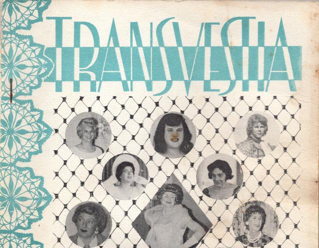 Front cover of an issue of the magazine Transvestia, with images of transvestites