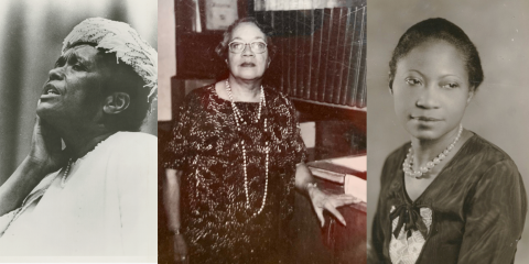 Head shots of Ella Baker, Jean Blackwell Hutson, and Augusta Savage